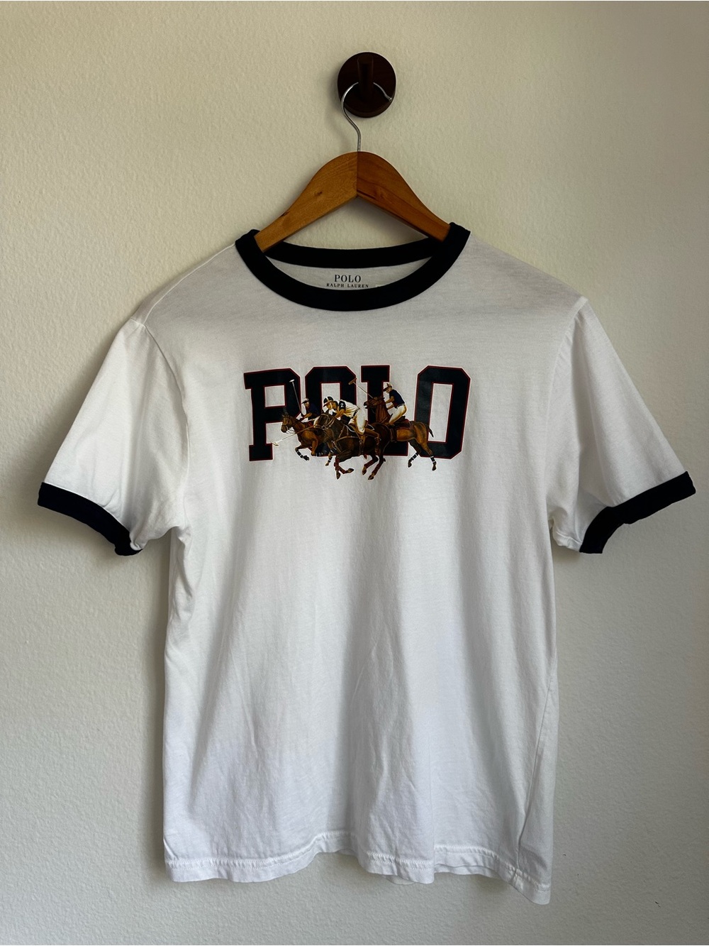 Polo Ralph Lauren White Ringer Tee Polo Match Graphic L (14-16)